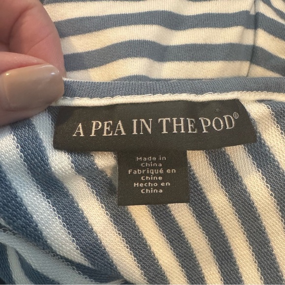 A PEA IN THE POD Blue Stripe Tank Midi Dress Stretch Jersey Rouching Maternity - Picture 5 of 8